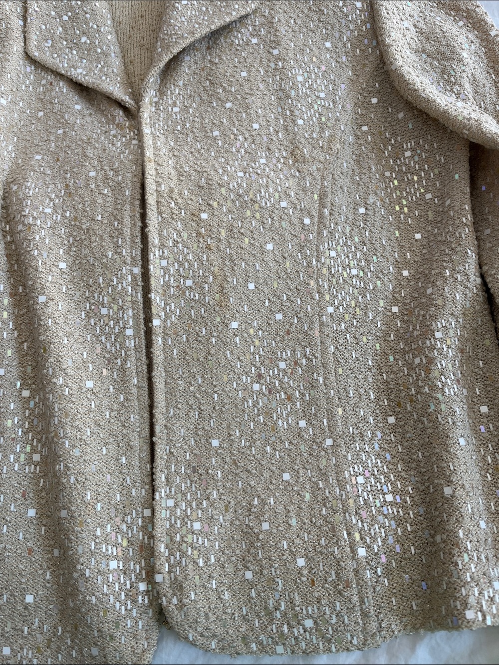vintage St. John Evening Collection pearl paillette sequin knit zip jacket wool - Picture 14 of 16
